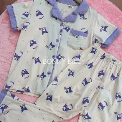 Lilac and cream little-hero pyjama set